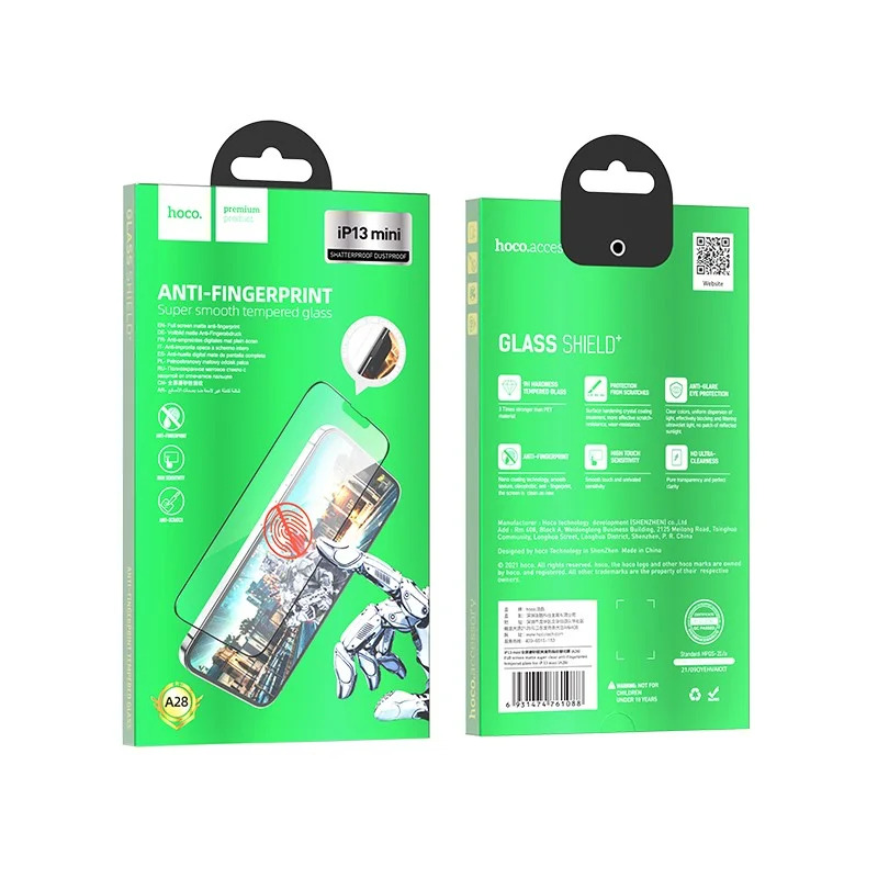 Tempered Glass Hoco A28 Anti-fingerprint 0.33mm για Apple iPhone 13 mini Μαύρο Tempered Glass Hoco A28 Anti-fingerprint 0.33mm για Apple iPhone 13 mini Μαύρο