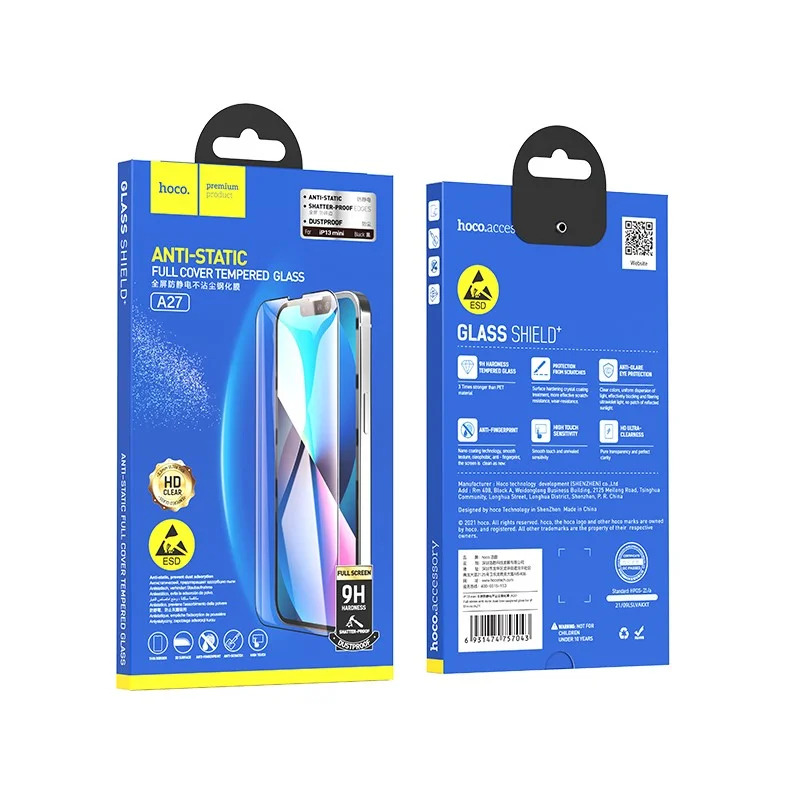 Tempered Glass Hoco A27 Anti-Static Dustproof 0.33mm 2.5D για Apple iPhone 13 mini Μαύρο Tempered Glass Hoco A27 Anti-Static Dustproof 0.33mm 2.5D για Apple iPhone 13 mini Μαύρο