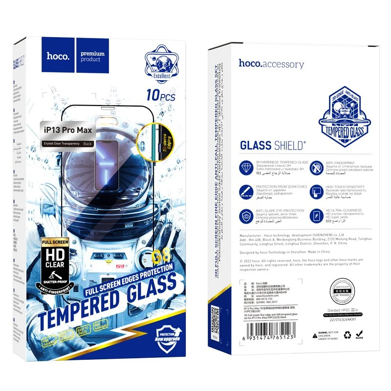 Tempered Glass Hoco G8 3D Full Screen Fine Edge Anti-Fall για Apple iPhone 13 Pro Max/ iPhone 14 Plus Μαύρο Σετ 10τεμ. Tempered Glass Hoco G8 3D Full Screen Fine Edge Anti-Fall για Apple iPhone 13 Pro Max/ iPhone 14 Plus Μαύρο Σετ 10τεμ.
