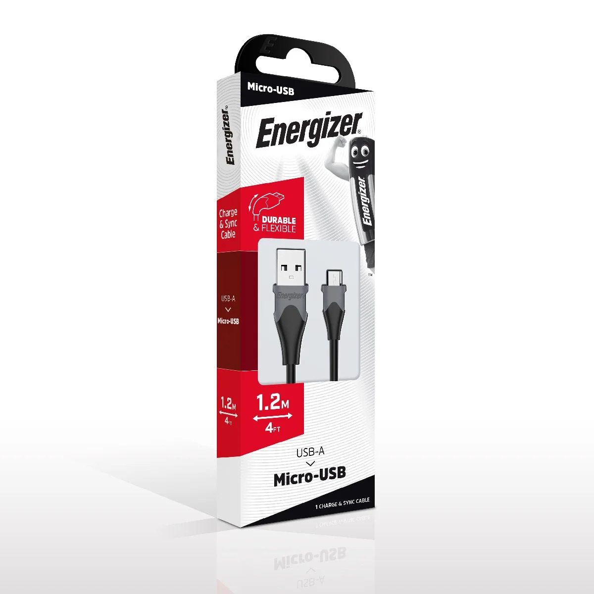 Καλώδιο Σύνδεσης Energizer Bicolor 2.4A Micro-Usb Μαύρο 1.2m Καλώδιο Σύνδεσης Energizer Bicolor 2.4A Micro-Usb Μαύρο 1.2m