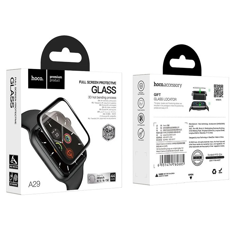 Tempered Glass Hoco A29 0.33mm 9H 3D Hot bending 44mm για iWatch Series4/5/6/SE Μαύρο Tempered Glass Hoco A29 0.33mm 9H 3D Hot bending 44mm για iWatch Series4/5/6/SE Μαύρο