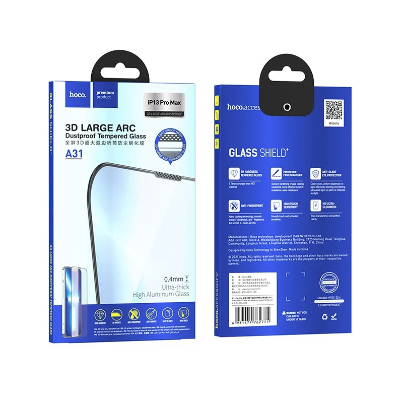 Tempered Glass Hoco A31 3D Full Screen Protection 0.4mm για Apple iPhone 13 Pro Max/ iPhone 14 Plus Μαύρο Tempered Glass Hoco A31 3D Full Screen Protection 0.4mm για Apple iPhone 13 Pro Max/ iPhone 14 Plus Μαύρο