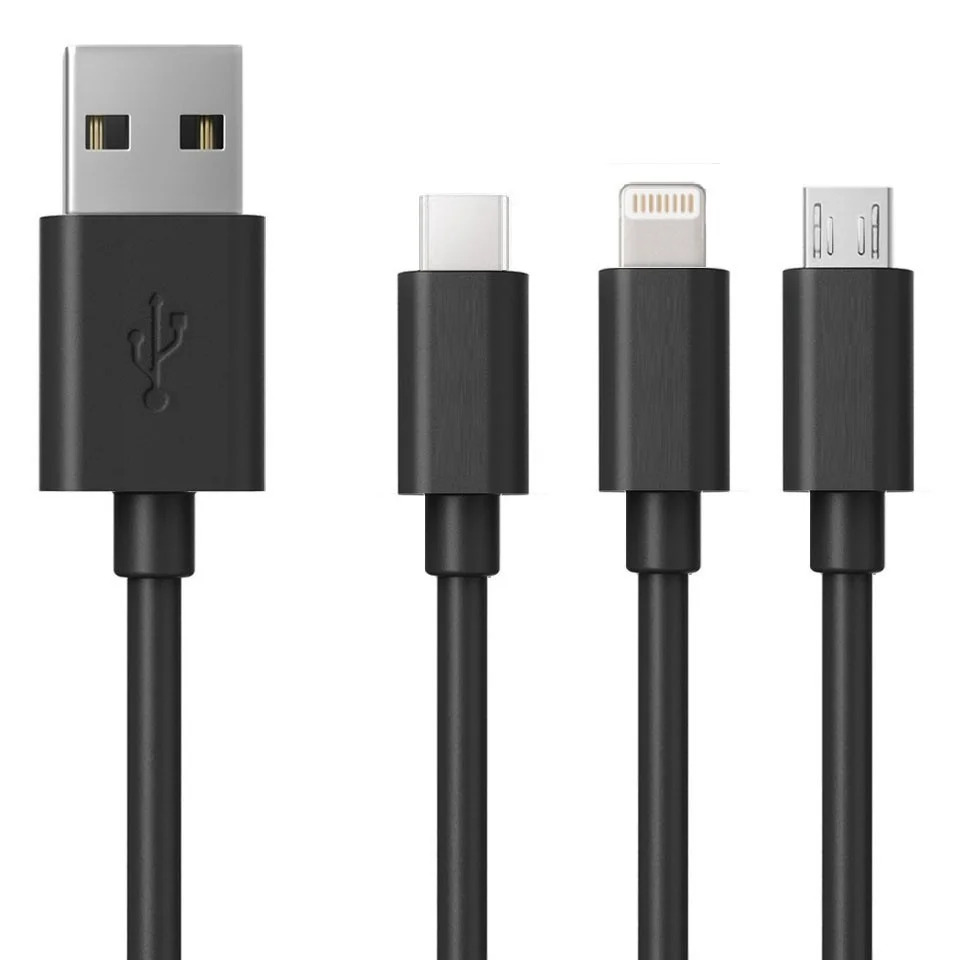 Καλώδιο Σύνδεσης και Φόρτισης Ancus Flow E44 USB 3 σε 1 Micro-USB, USB-C, Lightning 3.0A Μαύρο 1m Καλώδιο Σύνδεσης και Φόρτισης Ancus Flow E44 USB 3 σε 1 Micro-USB, USB-C, Lightning 3.0A Μαύρο 1m