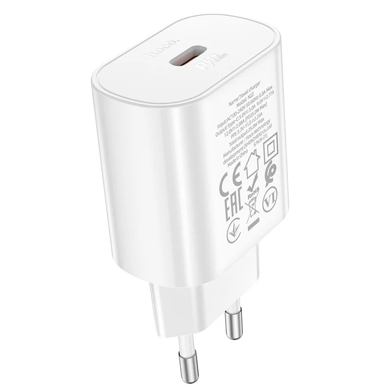 Φορτιστής Ταξιδίου Hoco N22 Jetta USB-C PD25W Small Body Λευκός Φορτιστής Ταξιδίου Hoco N22 Jetta USB-C PD25W Small Body Λευκός
