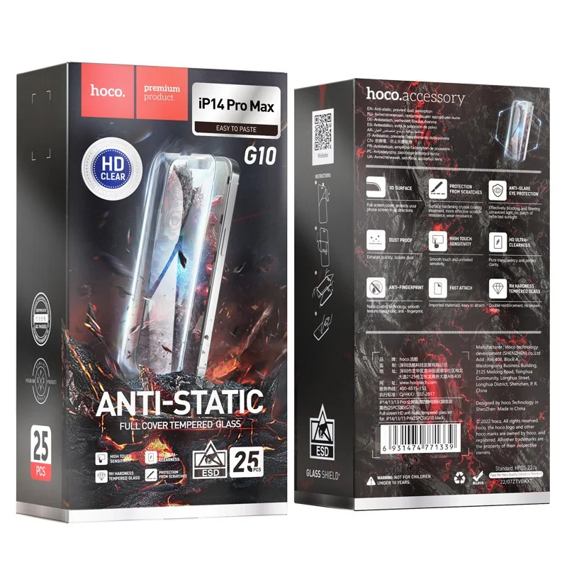 Tempered Glass Hoco G10 Anti-Static Full Screen 2.5D για Apple iPhone 14 Pro Max Σετ 25τεμ. Tempered Glass Hoco G10 Anti-Static Full Screen 2.5D για Apple iPhone 14 Pro Max Σετ 25τεμ.