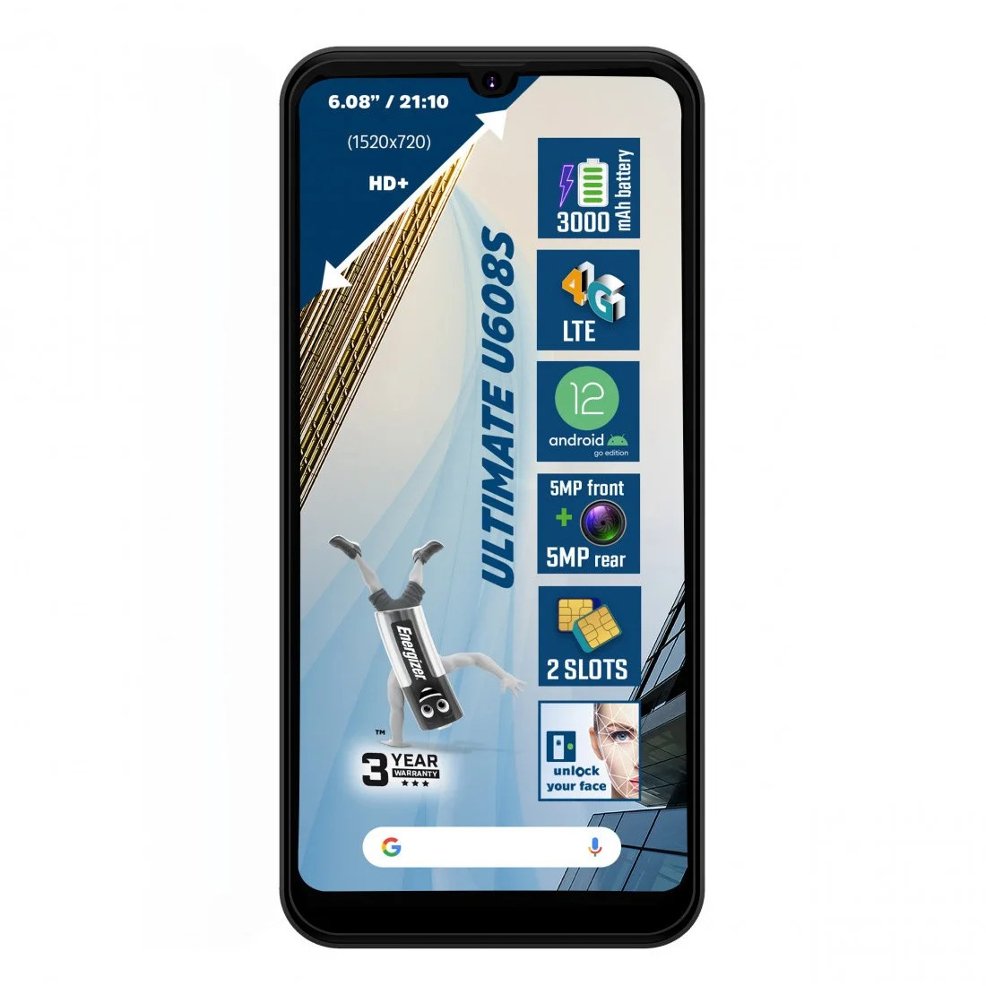 Energizer Ultimate U608S 4G Dual Sim 6.08" 2GB/32GB Android 3000mAh Bluetooth Camera Μαύρο 3 Χρόνια Εγγύηση Energizer Ultimate U608S 4G Dual Sim 6.08" 2GB/32GB Android 3000mAh Bluetooth Camera Μαύρο 3 Χρόνια Εγγύηση