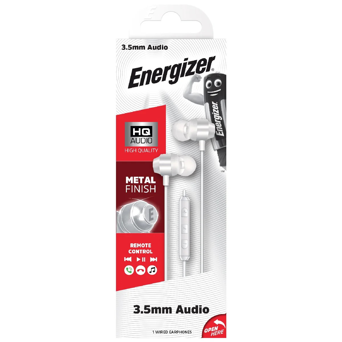 Hands Free Energizer CIA10 Metal Stereo 3.5mm Λευκό με Μικρόφωνο και Πλήκτρο Πολλαπλών Λειτουργιών 1.2m Hands Free Energizer CIA10 Metal Stereo 3.5mm Λευκό με Μικρόφωνο και Πλήκτρο Πολλαπλών Λειτουργιών 1.2m