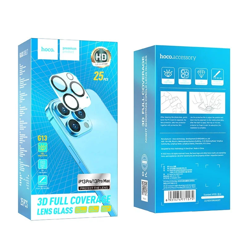 Προστασία Κάμερας Hoco 3D Metal G13 για iPhone 13 Pro/ iPhone 13 Pro Max Μαύρο Σετ 25τεμ. Προστασία Κάμερας Hoco 3D Metal G13 για iPhone 13 Pro/ iPhone 13 Pro Max Μαύρο Σετ 25τεμ.