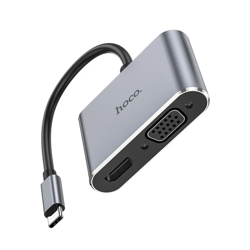 Hub USB-C Hoco HB29 Easy-Lead με HDMI 4K 30Hz και VGA 1080P Γκρι 15cm Hub USB-C Hoco HB29 Easy-Lead με HDMI 4K 30Hz και VGA 1080P Γκρι 15cm