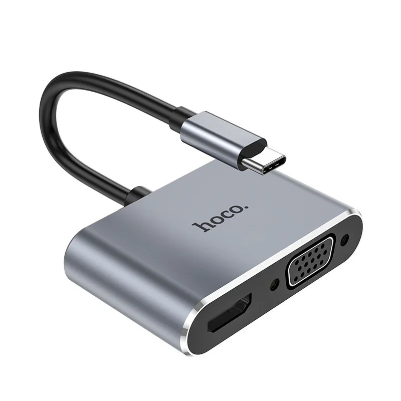 Hub USB-C Hoco HB29 Easy-Lead με HDMI 4K 30Hz και VGA 1080P Γκρι 15cm Hub USB-C Hoco HB29 Easy-Lead με HDMI 4K 30Hz και VGA 1080P Γκρι 15cm