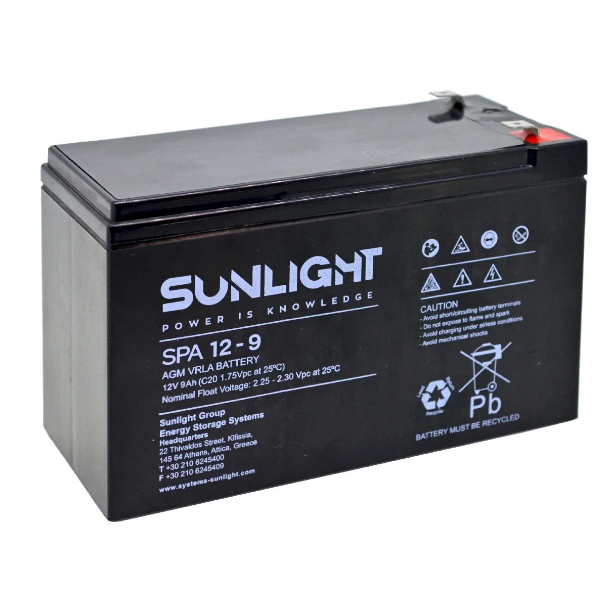 Μπαταρία Sunlight VRLA AGM (12V 9Ah) 2.6kg 93mm x 65mm x 150mm Μπαταρία Sunlight VRLA AGM (12V 9Ah) 2.6kg 93mm x 65mm x 150mm