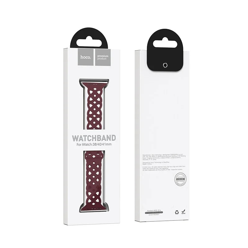 Watchband Hoco WA09 Flexible Rhombus Hollow 42/44/45/49mm για Apple Watch 1/2/3/4/5/6/7/8/SE/Ultra Red Wine Silicon Band Watchband Hoco WA09 Flexible Rhombus Hollow 42/44/45/49mm για Apple Watch 1/2/3/4/5/6/7/8/SE/Ultra Red Wine Silicon Band