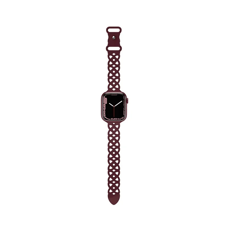 Watchband Hoco WA09 Flexible Rhombus Hollow 42/44/45/49mm για Apple Watch 1/2/3/4/5/6/7/8/SE/Ultra Red Wine Silicon Band Watchband Hoco WA09 Flexible Rhombus Hollow 42/44/45/49mm για Apple Watch 1/2/3/4/5/6/7/8/SE/Ultra Red Wine Silicon Band