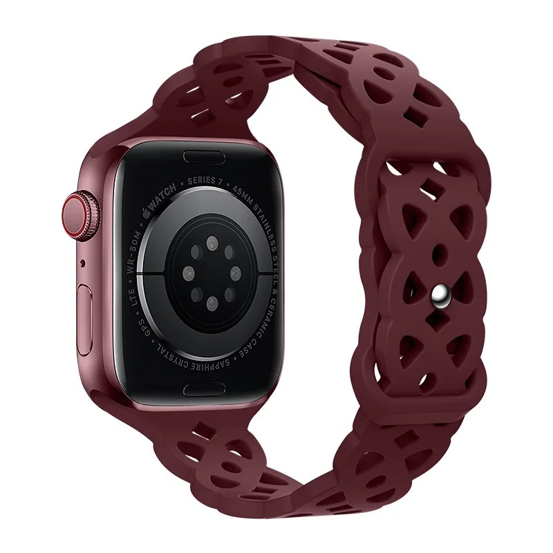 Watchband Hoco WA09 Flexible Rhombus Hollow 42/44/45/49mm για Apple Watch 1/2/3/4/5/6/7/8/SE/Ultra Red Wine Silicon Band Watchband Hoco WA09 Flexible Rhombus Hollow 42/44/45/49mm για Apple Watch 1/2/3/4/5/6/7/8/SE/Ultra Red Wine Silicon Band