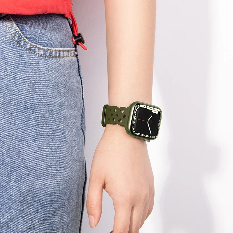 Watchband Hoco WA09 Flexible Rhombus Hollow 42/44/45/49mm για Apple Watch 1/2/3/4/5/6/7/8/SE/Ultra Olive Green Silicon Band Watchband Hoco WA09 Flexible Rhombus Hollow 42/44/45/49mm για Apple Watch 1/2/3/4/5/6/7/8/SE/Ultra Olive Green Silicon Band