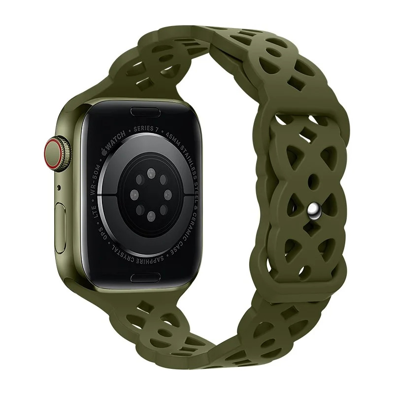Watchband Hoco WA09 Flexible Rhombus Hollow 42/44/45/49mm για Apple Watch 1/2/3/4/5/6/7/8/SE/Ultra Olive Green Silicon Band Watchband Hoco WA09 Flexible Rhombus Hollow 42/44/45/49mm για Apple Watch 1/2/3/4/5/6/7/8/SE/Ultra Olive Green Silicon Band