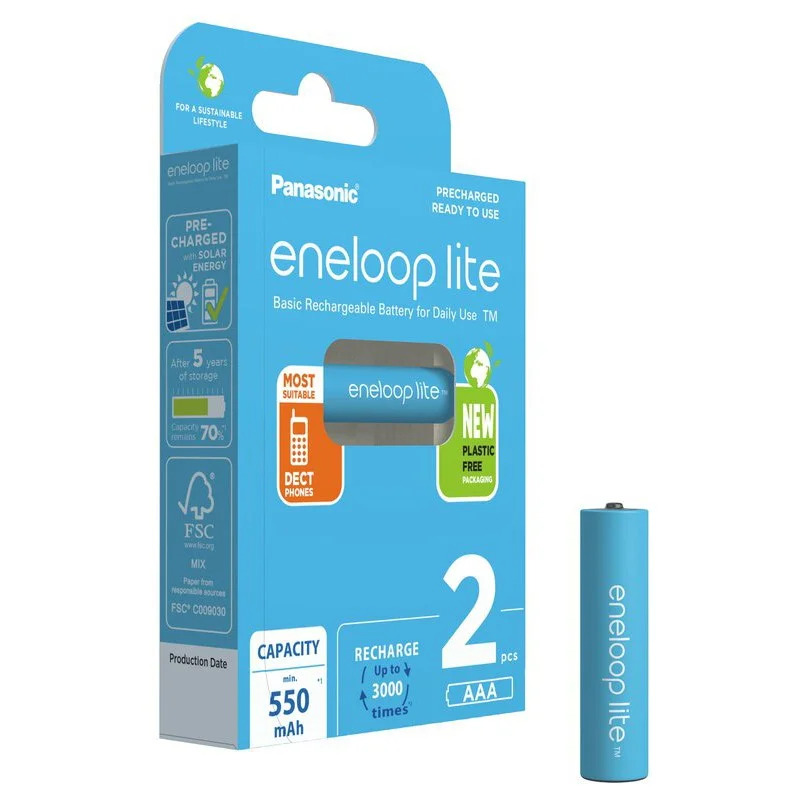 Μπαταρία Επαναφορτιζόμενη Panasonic Eneloop Lite BK-4LCCE/2CP 550 mAh size AAA Ni-MH 1.2V Τεμ. 2 Eco Pack Μπαταρία Επαναφορτιζόμενη Panasonic Eneloop Lite BK-4LCCE/2CP 550 mAh size AAA Ni-MH 1.2V Τεμ. 2 Eco Pack