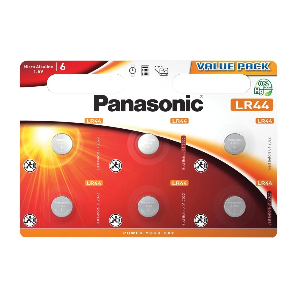 Buttoncell Panasonic Micro Alkaline LR44 1.5V Τεμ. 6 Buttoncell Panasonic Micro Alkaline LR44 1.5V Τεμ. 6