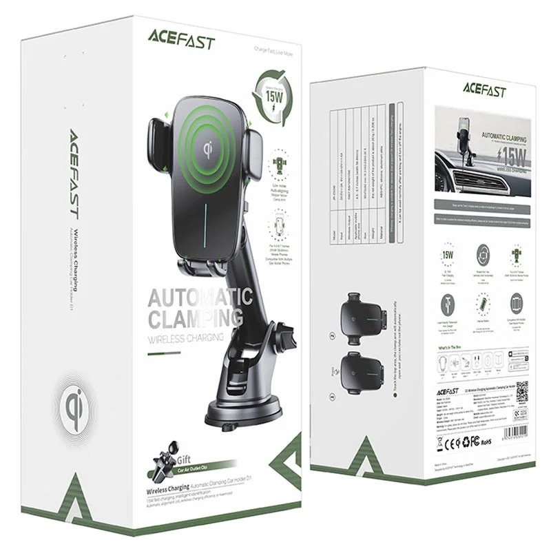 Βάση Στήριξης Αυτοκινήτου Acefast D1 Mount Holder Auto-Aligning 4.5" – 6.7" και Wireless Charger 15W Μαύρο Βάση Στήριξης Αυτοκινήτου Acefast D1 Mount Holder Auto-Aligning 4.5" – 6.7" και Wireless Charger 15W Μαύρο