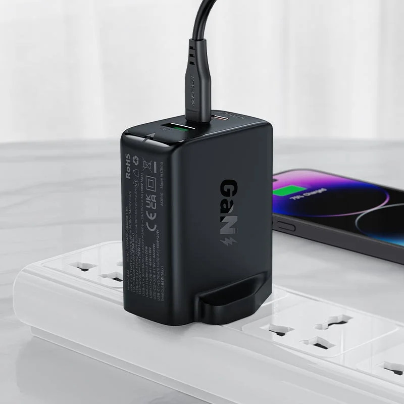 Φορτιστής Ταξιδίου Acefast A44 Fast Charging 2xUSB-C PD65W USB-A GaN Μαύρος με UK Plug Φορτιστής Ταξιδίου Acefast A44 Fast Charging 2xUSB-C PD65W USB-A GaN Μαύρος με UK Plug
