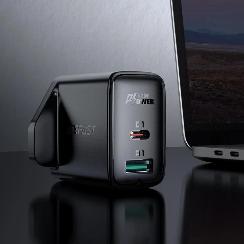 Φορτιστής Ταξιδίου Acefast A8 Fast Charging USB-C PD32W USB-A Μαύρος με UK Plug Φορτιστής Ταξιδίου Acefast A8 Fast Charging USB-C PD32W USB-A Μαύρος με UK Plug