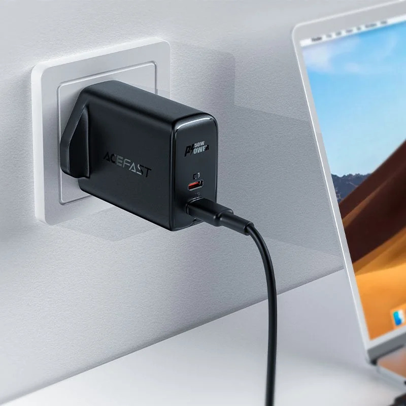 Φορτιστής Ταξιδίου Acefast A32 Fast Charging 2xUSB-C PD50W GaN Μαύρος με UK Plug Φορτιστής Ταξιδίου Acefast A32 Fast Charging 2xUSB-C PD50W GaN Μαύρος με UK Plug