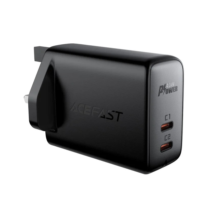 Φορτιστής Ταξιδίου Acefast A12 Fast Charging 2xUSB-C PD40W Μαύρος με UK Plug Φορτιστής Ταξιδίου Acefast A12 Fast Charging 2xUSB-C PD40W Μαύρος με UK Plug