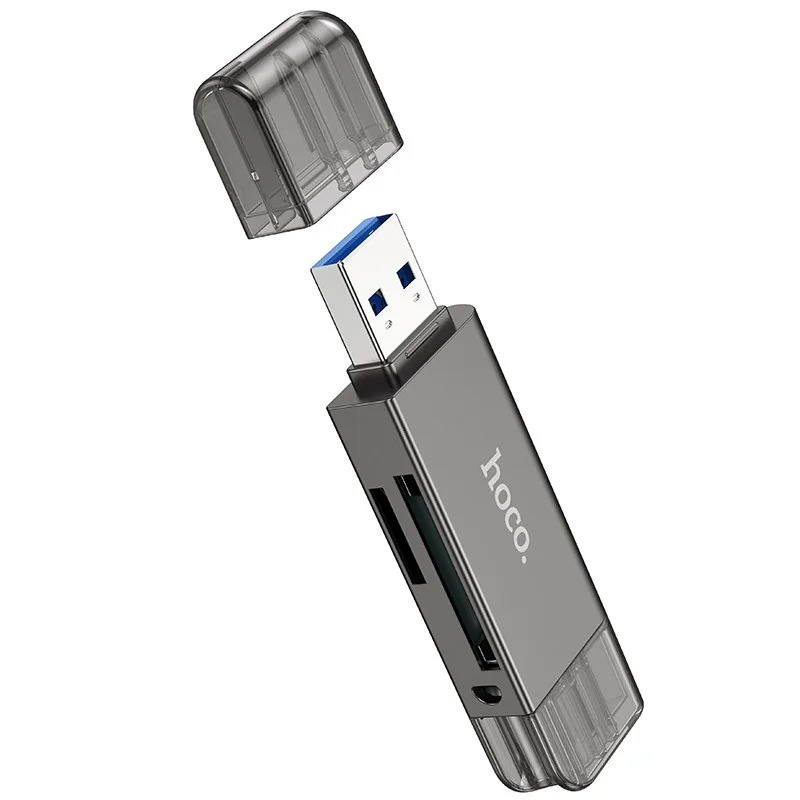 Αναγνώστης Κάρτας Μνήμης Hoco HB39 USB 3.0 και USB-C σε SD Κάρτα 5Gbps με 2TB Μέγιστη Χωρητικότητα Μεταλλικό Γκρι Αναγνώστης Κάρτας Μνήμης Hoco HB39 USB 3.0 και USB-C σε SD Κάρτα 5Gbps με 2TB Μέγιστη Χωρητικότητα Μεταλλικό Γκρι