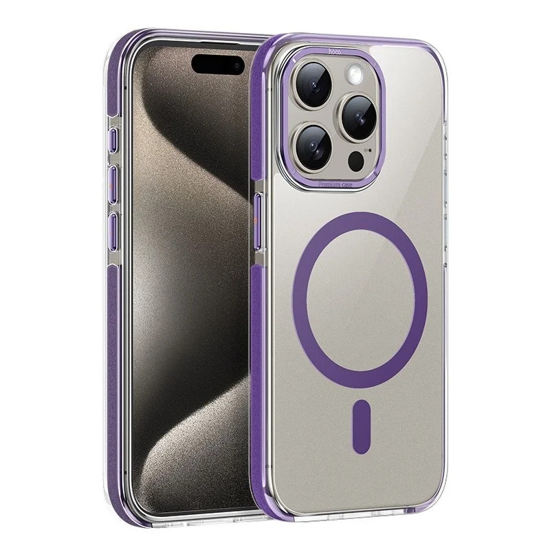 Θήκη Hoco Magnetic Premium Series Anti-Drop Magnetic Mag-charge για Apple iPhone 15 Pro Διάφανη Μωβ Θήκη Hoco Magnetic Premium Series Anti-Drop Magnetic Mag-charge για Apple iPhone 15 Pro Διάφανη Μωβ