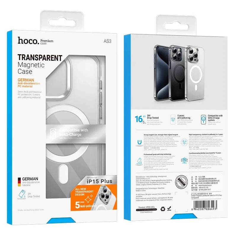 Θήκη Hoco Premium Series Transparent Magnetic Mag-charge για Apple iPhone 15 Plus Διάφανη Θήκη Hoco Premium Series Transparent Magnetic Mag-charge για Apple iPhone 15 Plus Διάφανη