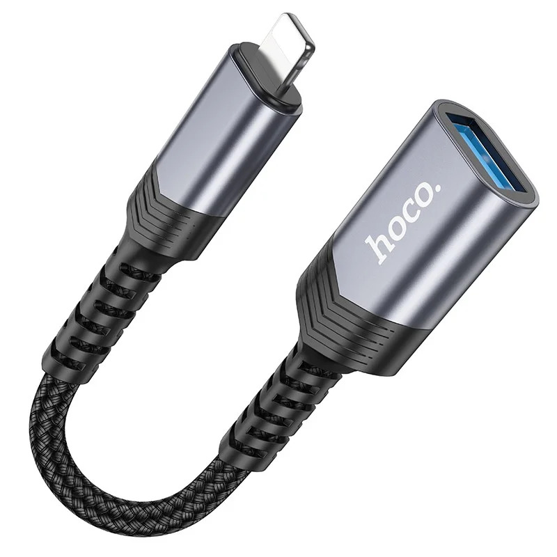 Αντάπτορας Hoco UA24 Lightning σε USB με Λειτουργία OTG 480Mbps Δυνατότητα Φόρτισης 5V/2A και Κοντό Anti-bending Καλώδιο Γκρι Αντάπτορας Hoco UA24 Lightning σε USB με Λειτουργία OTG 480Mbps Δυνατότητα Φόρτισης 5V/2A και Κοντό Anti-bending Καλώδιο Γκρι