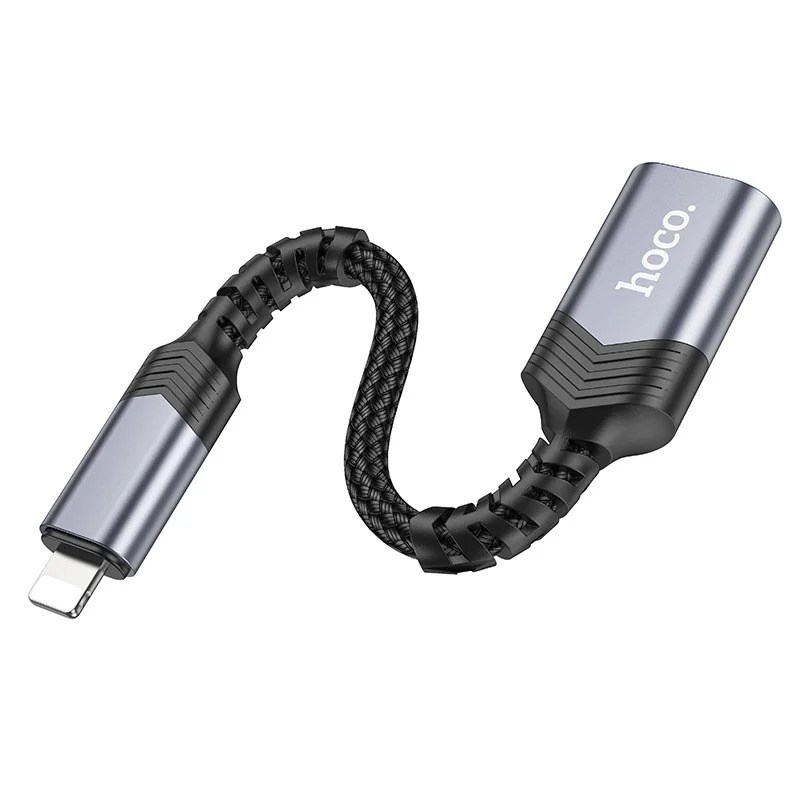 Αντάπτορας Hoco UA24 Lightning σε USB με Λειτουργία OTG 480Mbps Δυνατότητα Φόρτισης 5V/2A και Κοντό Anti-bending Καλώδιο Γκρι Αντάπτορας Hoco UA24 Lightning σε USB με Λειτουργία OTG 480Mbps Δυνατότητα Φόρτισης 5V/2A και Κοντό Anti-bending Καλώδιο Γκρι