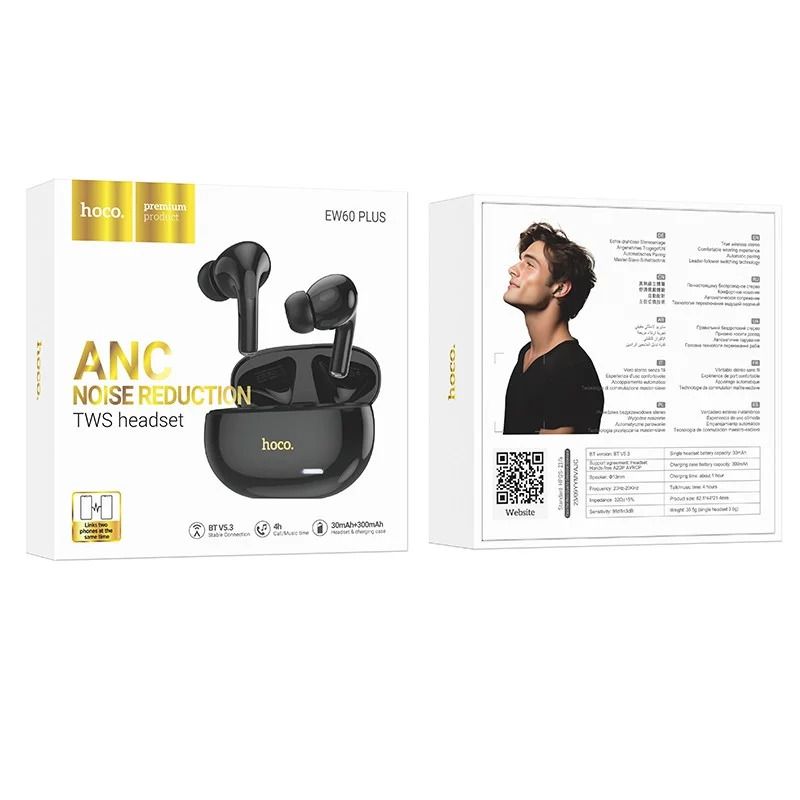 Wireless Hands Free Hoco EW60 Plus Norman TWS V5.3 300mAh με 4 Ώρες Λειτουργίας και Active Noise Cancellation Εναλλαγή Master/Slave Μαύρο Wireless Hands Free Hoco EW60 Plus Norman TWS V5.3 300mAh με 4 Ώρες Λειτουργίας και Active Noise Cancellation Εναλλαγή Master/Slave Μαύρο