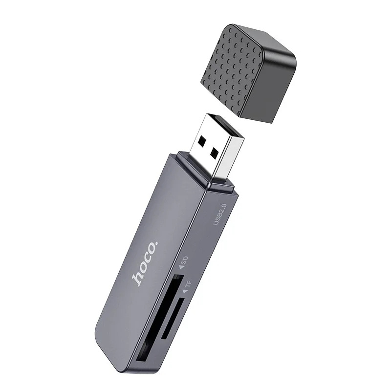 Αναγνώστης Κάρτας Μνήμης Hoco HB45 Spirit 2-σε-1 USB 2.0 έως 480Mbps και 2TB για Micro SD και SD Γκρι Αναγνώστης Κάρτας Μνήμης Hoco HB45 Spirit 2-σε-1 USB 2.0 έως 480Mbps και 2TB για Micro SD και SD Γκρι