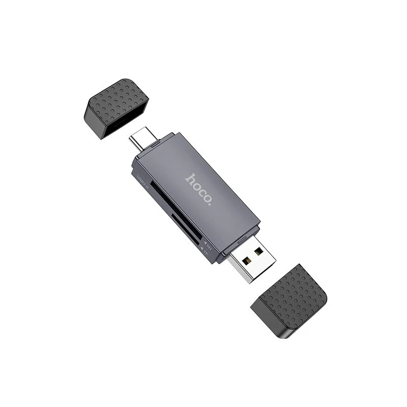 Αναγνώστης Κάρτας Μνήμης Hoco HB45 Spirit 2-in-1 USB 2.0 και USB-C σε SD και Micro SD Κάρτες 480Mbps με 2TB Χωρητικότητα Γκρι Αναγνώστης Κάρτας Μνήμης Hoco HB45 Spirit 2-in-1 USB 2.0 και USB-C σε SD και Micro SD Κάρτες 480Mbps με 2TB Χωρητικότητα Γκρι