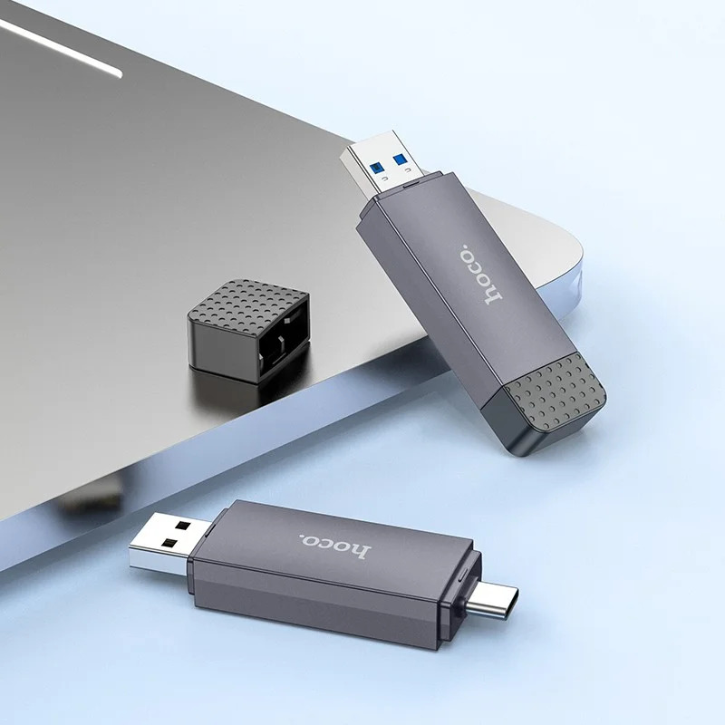 Αναγνώστης Κάρτας Μνήμης Hoco HB45 Spirit 2-in-1 USB 2.0 και USB-C σε SD και Micro SD Κάρτες 480Mbps με 2TB Χωρητικότητα Γκρι Αναγνώστης Κάρτας Μνήμης Hoco HB45 Spirit 2-in-1 USB 2.0 και USB-C σε SD και Micro SD Κάρτες 480Mbps με 2TB Χωρητικότητα Γκρι