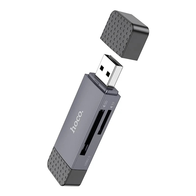 Αναγνώστης Κάρτας Μνήμης Hoco HB45 Spirit 2-in-1 USB 2.0 και USB-C σε SD και Micro SD Κάρτες 480Mbps με 2TB Χωρητικότητα Γκρι Αναγνώστης Κάρτας Μνήμης Hoco HB45 Spirit 2-in-1 USB 2.0 και USB-C σε SD και Micro SD Κάρτες 480Mbps με 2TB Χωρητικότητα Γκρι