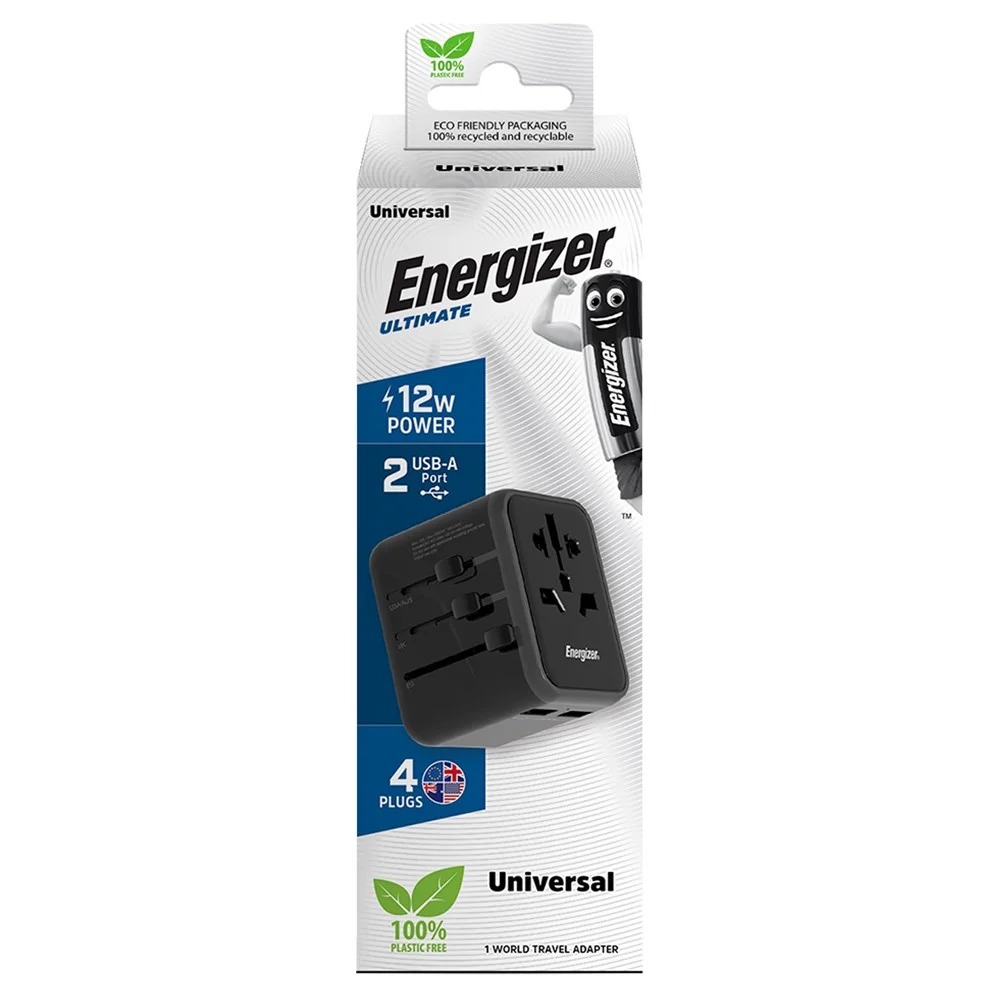 Παγκόσμιος Φορτιστής Ταξιδίου Energizer TA637A USN/CN AU UK EU με 2 x USB-A 12W Μαύρο Παγκόσμιος Φορτιστής Ταξιδίου Energizer TA637A USN/CN AU UK EU με 2 x USB-A 12W Μαύρο
