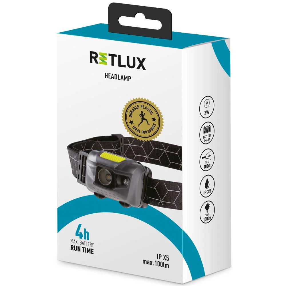 Φακός Κεφαλής Retlux RPL 55 100 Lumens IP X5 Απόσταση Δέσμης: 100m Φακός Κεφαλής Retlux RPL 55 100 Lumens IP X5 Απόσταση Δέσμης: 100m