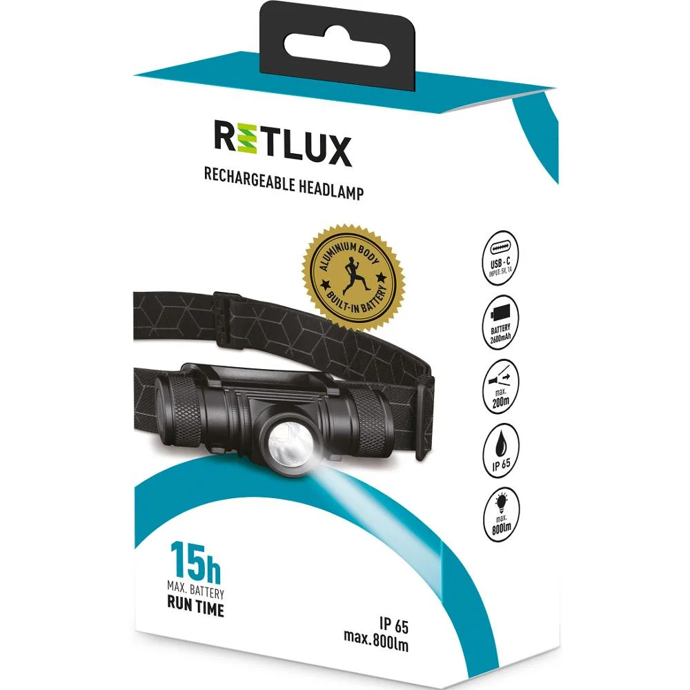 Επαναφορτιζόμενος Φακός Κεφαλής Retlux RPL 706 800 Lumens IP65 Απόσταση Δέσμης: 200m με Αισθητήρας Kίνησης και Λειτουργία Power Bank 2600mAh Επαναφορτιζόμενος Φακός Κεφαλής Retlux RPL 706 800 Lumens IP65 Απόσταση Δέσμης: 200m με Αισθητήρας Kίνησης και Λειτουργία Power Bank 2600mAh