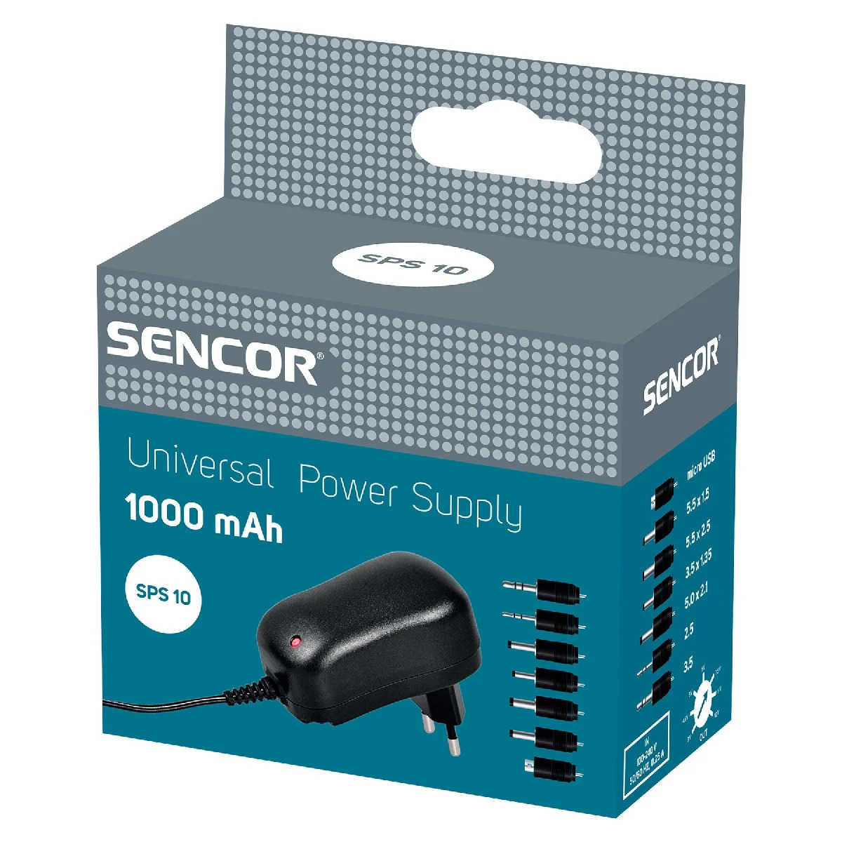 Universal Φορτιστής Sencor SPS 10 1000mAh με αποσπόμενα βύσματα micro USB, 5.5 x 1.5, 5.5 x 2.5, 3.5 x 1.35, 5.0 x 2.1, 2.5mm, 3.5mm Universal Φορτιστής Sencor SPS 10 1000mAh με αποσπόμενα βύσματα micro USB, 5.5 x 1.5, 5.5 x 2.5, 3.5 x 1.35, 5.0 x 2.1, 2.5mm, 3.5mm