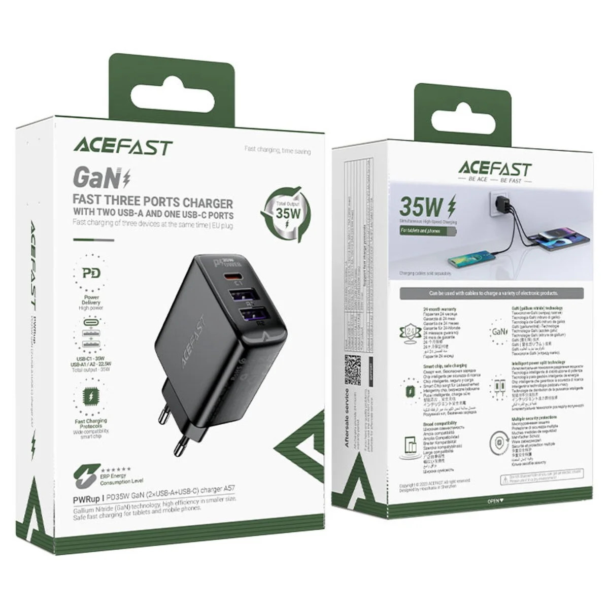 Φορτιστής Ταξιδίου Acefast A57 Fast Charging με 1xUSB-C + 2xUSB-A PD35W GaN Μαύρο Φορτιστής Ταξιδίου Acefast A57 Fast Charging με 1xUSB-C + 2xUSB-A PD35W GaN Μαύρο