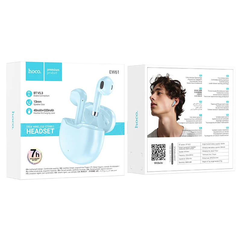 Wireless Hands Free Hoco EW61 June V5.3 320mAh Συμβατό με Master/Slave Εναλλαγή και 7 Ώρες Ομιλίας Μπλε Wireless Hands Free Hoco EW61 June V5.3 320mAh Συμβατό με Master/Slave Εναλλαγή και 7 Ώρες Ομιλίας Μπλε