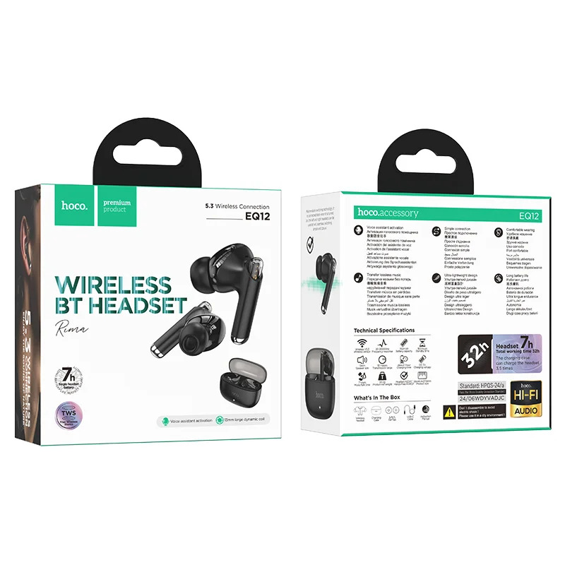 Wireless Hands Free Hoco EQ12 Rima TWS V5.3 350mAh 7 Ώρες Λειτουργίας με Πλήκτρο Ελέγχου και Συμβατό με Siri Λευκό Wireless Hands Free Hoco EQ12 Rima TWS V5.3 350mAh 7 Ώρες Λειτουργίας με Πλήκτρο Ελέγχου και Συμβατό με Siri Λευκό
