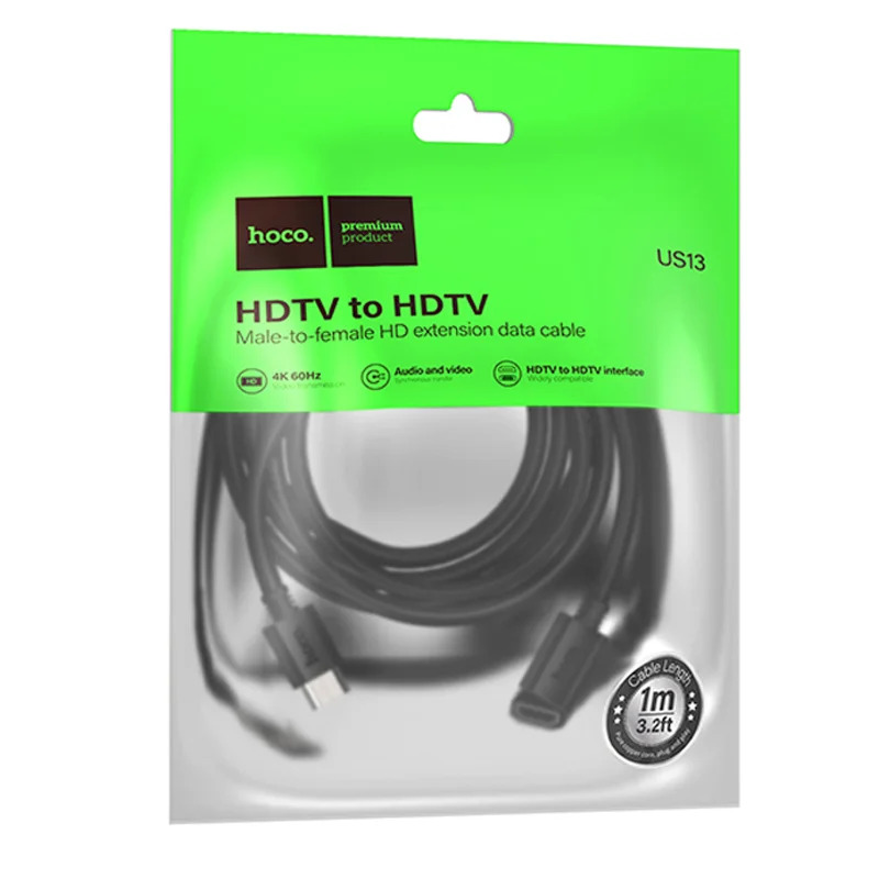 Καλώδιο Προέκτασης HDMI Hoco US13 HDMI Αρσενικό σε Θυληκό 1m Μαύρο Καλώδιο Προέκτασης HDMI Hoco US13 HDMI Αρσενικό σε Θυληκό 1m Μαύρο