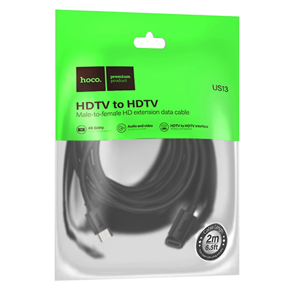 Καλώδιο Προέκτασης HDMI Hoco US13 HDMI Αρσενικό σε Θυληκό 2m Μαύρο Καλώδιο Προέκτασης HDMI Hoco US13 HDMI Αρσενικό σε Θυληκό 2m Μαύρο