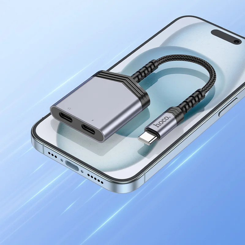 Αντάπτορας Hoco LS40 USB-C με Διπλή Εξοδο σε 2xUSB-C για Τροφοδοσία και Ηχο Γκρί Αντάπτορας Hoco LS40 USB-C με Διπλή Εξοδο σε 2xUSB-C για Τροφοδοσία και Ηχο Γκρί