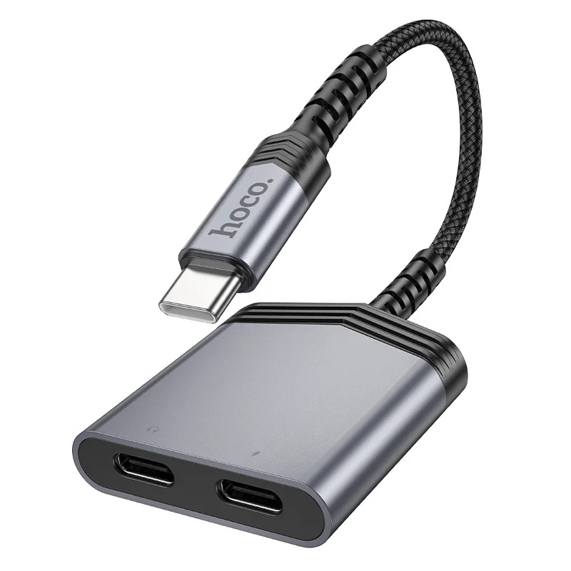 Αντάπτορας Hoco LS40 USB-C με Διπλή Εξοδο σε 2xUSB-C για Τροφοδοσία και Ηχο Γκρί Αντάπτορας Hoco LS40 USB-C με Διπλή Εξοδο σε 2xUSB-C για Τροφοδοσία και Ηχο Γκρί