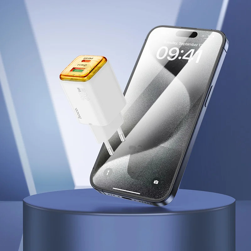 Φορτιστής Ταξιδίου Hoco N53 Monsoon με 1xUSB QC3.0 και 1xUSB-C PD30W GaN Tech Ασπρος Φορτιστής Ταξιδίου Hoco N53 Monsoon με 1xUSB QC3.0 και 1xUSB-C PD30W GaN Tech Ασπρος