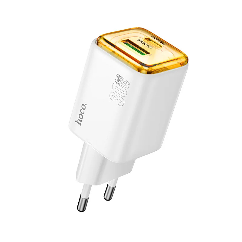 Φορτιστής Ταξιδίου Hoco N53 Monsoon με 1xUSB QC3.0 και 1xUSB-C PD30W GaN Tech Ασπρος Φορτιστής Ταξιδίου Hoco N53 Monsoon με 1xUSB QC3.0 και 1xUSB-C PD30W GaN Tech Ασπρος